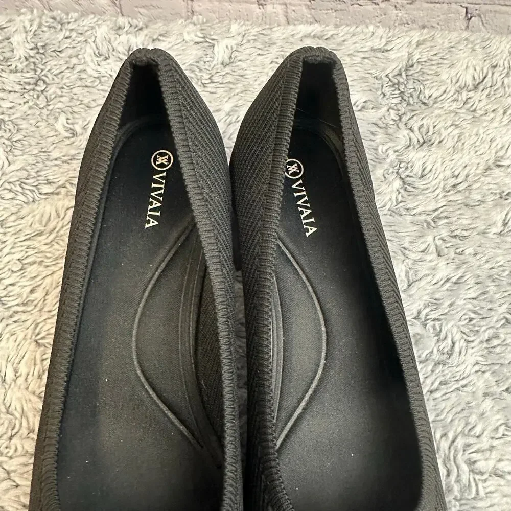Vivaia Melody 2.0 Square Toe Black Knit Block Heel Pumps Women's EU 40 US 9